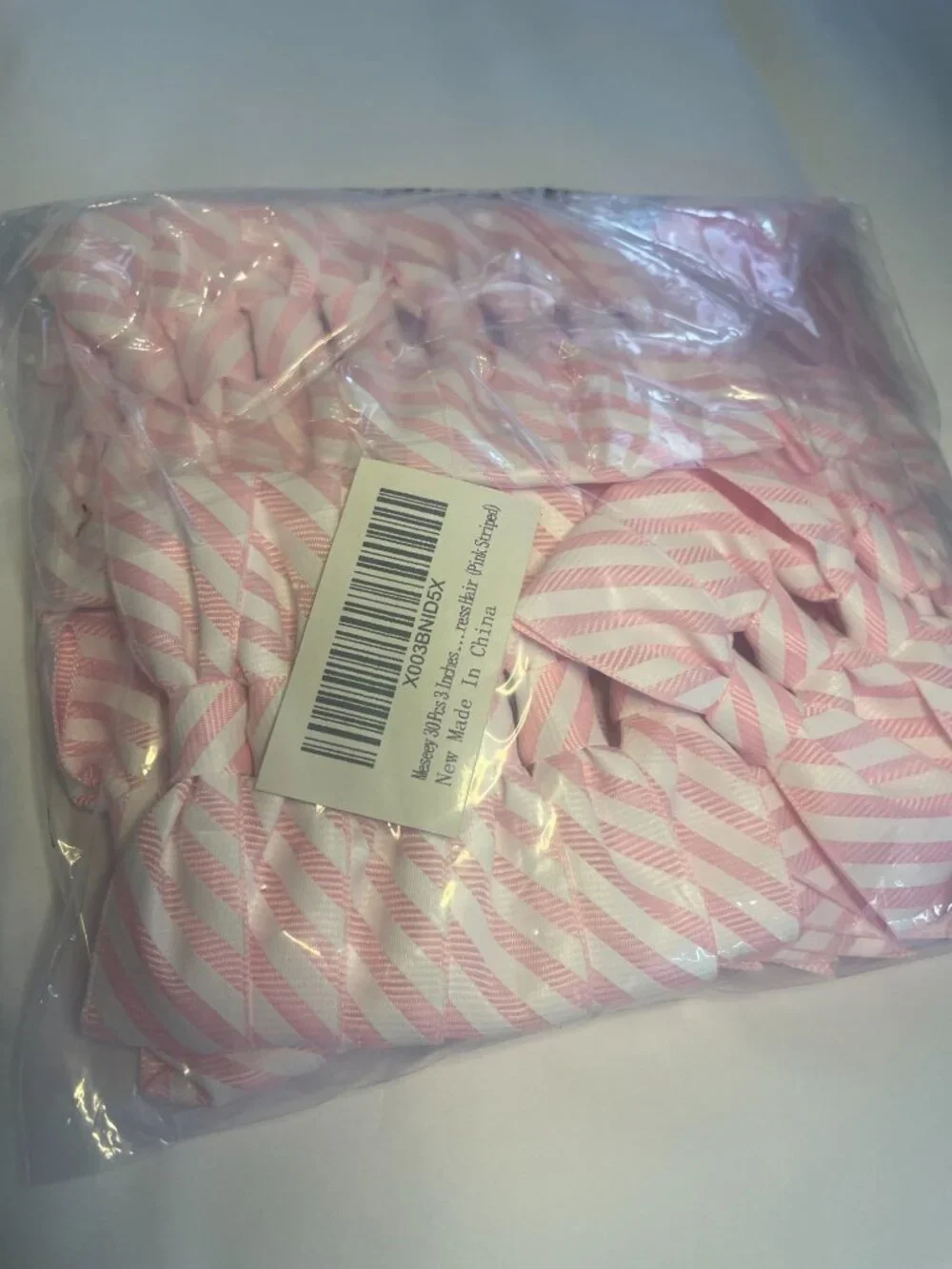 30pc Pink Striped Grosgrain Mini Twist Tie Bows 3